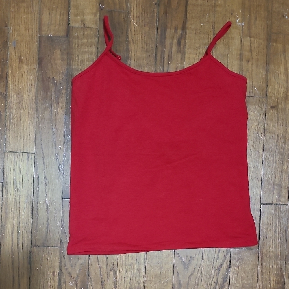 Y2k St. John's Bay Red Tank Top M Built In Bra USA
